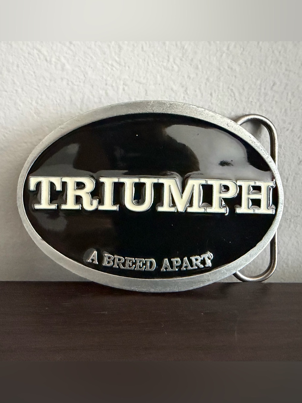 Triumph Silver-Tone Textured Oval Belt Buckle